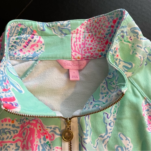 Lilly Pulitzer Half Zip Pullover S Women Vibrant Pattern Cotton Blend - Picture 3 of 4